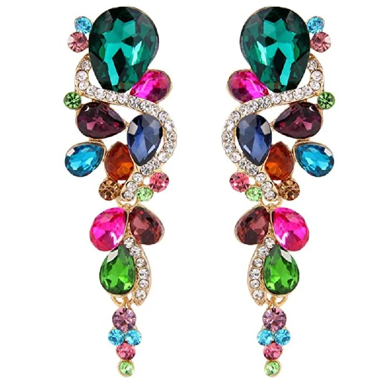 Medium hoop earrings for an everyday look with the perfect balance of style-18k Gold Multi Color Chandelier Earrings