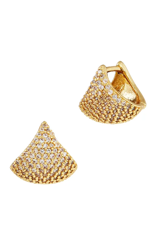 Best hoop earrings with blackened metal for an edgy and bold appearance-18K GOLD STERLING SILVER FAN  CZ EARRINGS