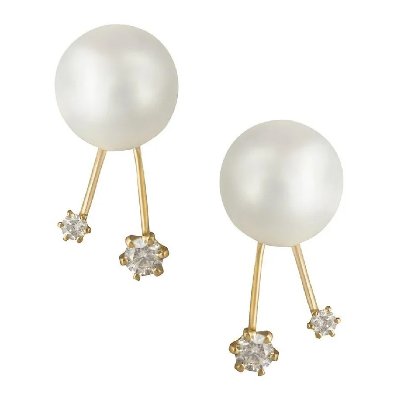 Hoop earrings with intricate designs for a unique and artistic appearance-18K Yellow Gold South Sea Pearl and Diamond Earrings