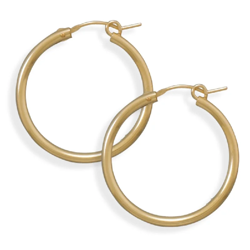 Best hoop earrings with rose gold for a romantic and warm aesthetic-2x27mm Hoops Hoop Earrings 12k Yellow Gold-filled Click Close, Made in the USA