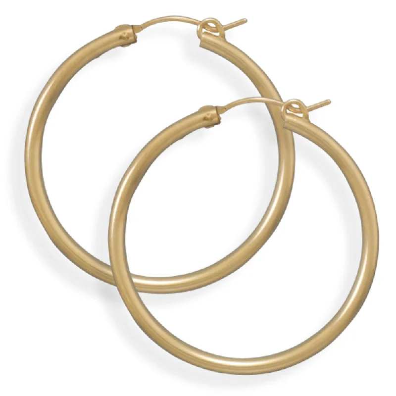 Best hoop earrings with snake-inspired designs for an edgy and fierce vibe-2x34mm Hoops Hoop Earrings 12k Yellow Gold-filled Click Close - Made in the USA