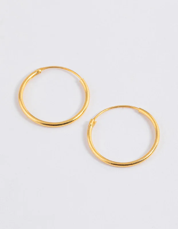 Best hoop earrings with oval shapes for a unique and elongated design-Gold Plated Sterling Silver Hoop Earrings 16mm