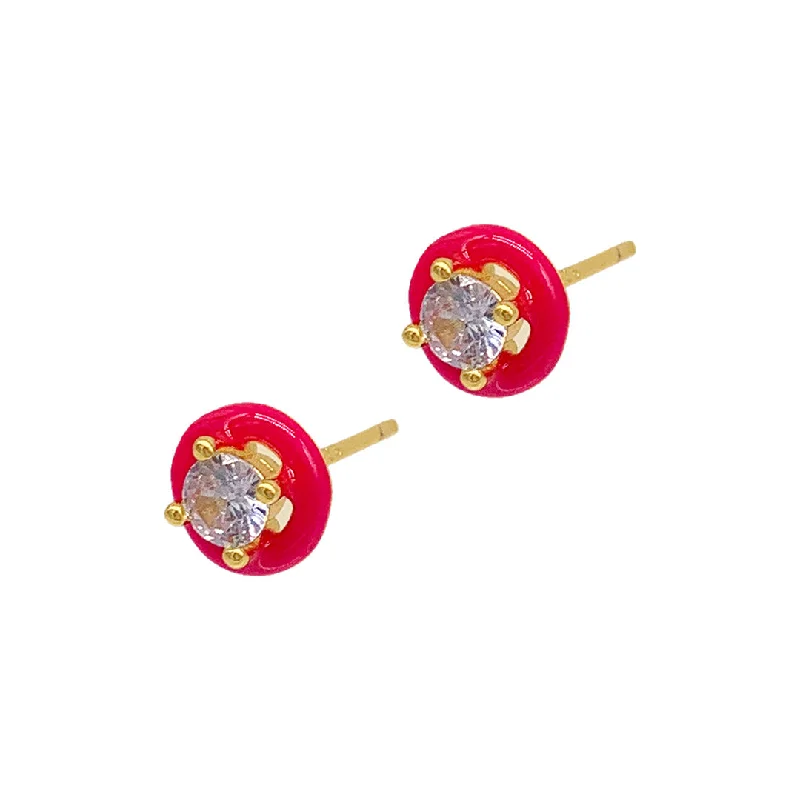 Best hoop earrings with gold for a luxurious and timeless look-Adornia Pink Enamel Halo Studs gold