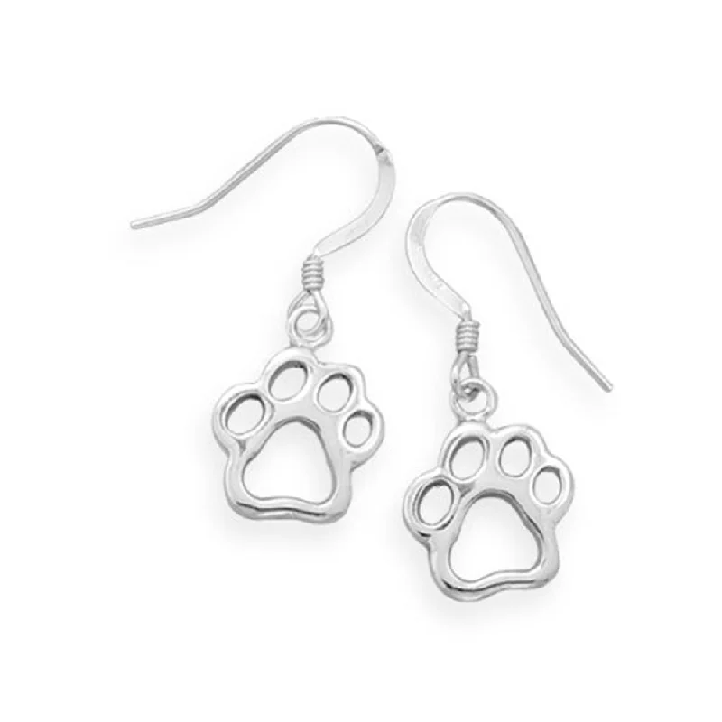 Best hoop earrings with gold-plated finishes for an affordable luxury vibe-Animal Paw Print Earrings Cut Out Design Cat Dog Sterling Silver