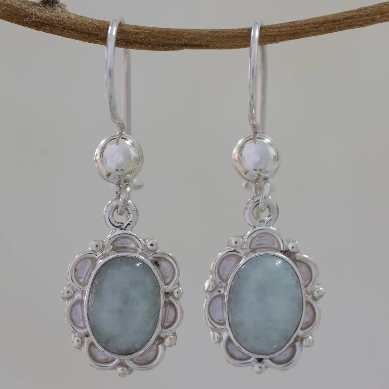 Best hoop earrings with oval shapes for a unique and elongated design-Apple Princess of the Forest Artisan Crafted Jade and Sterling Silver Earrings