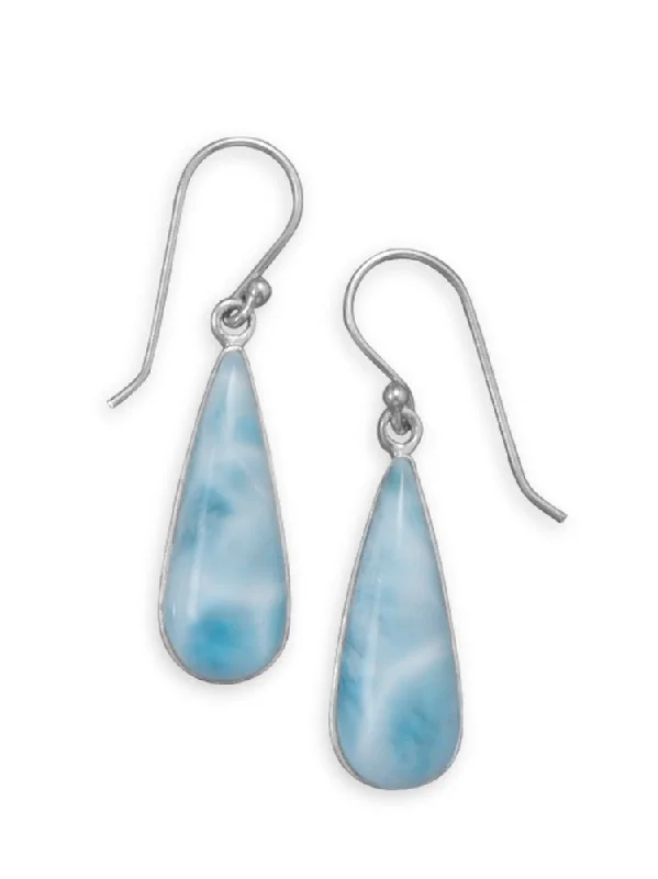 Hoop earrings with snake print designs for an edgy, wild appearance-Atlantis Stone Larimar Earrings Teardrop Shape Sterling Silver