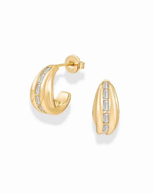 Best hoop earrings with vintage rhinestone embellishments for a retro-glam effect-Avril Baguette Hoops