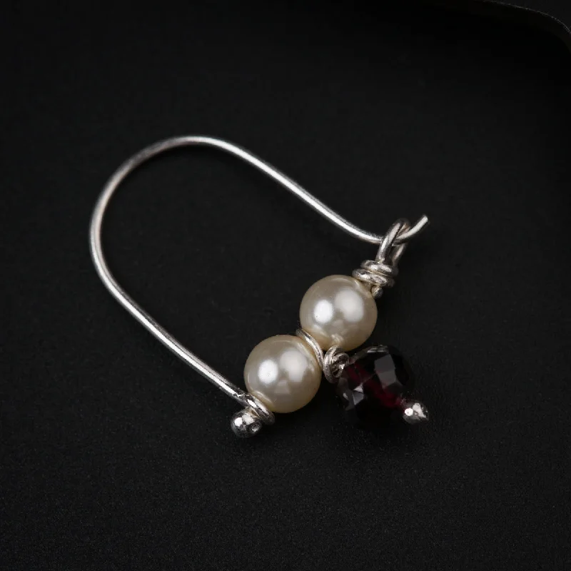 Best hoop earrings with sterling silver for an affordable and chic design-Bhikbali Garnet (Pierced)