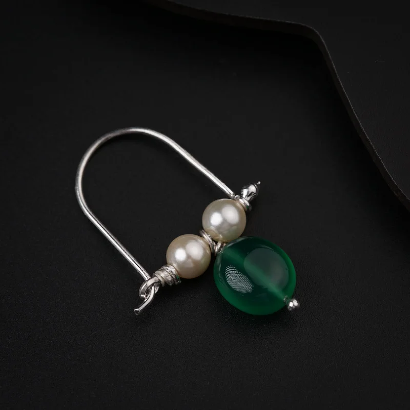 Best hoop earrings with geometric triangle shapes for a modern, chic design-Bhikbali Green Onyx (Pierced)