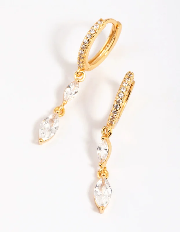 Hoop earrings with crescent moon shapes for a celestial and mystical appearance-Gold Plated Dainty Huggie Hoop Earrings