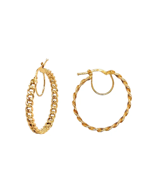 Best hoop earrings with baroque pearls for a luxurious and elegant vibe-Thin Chain Link Gold Hoops