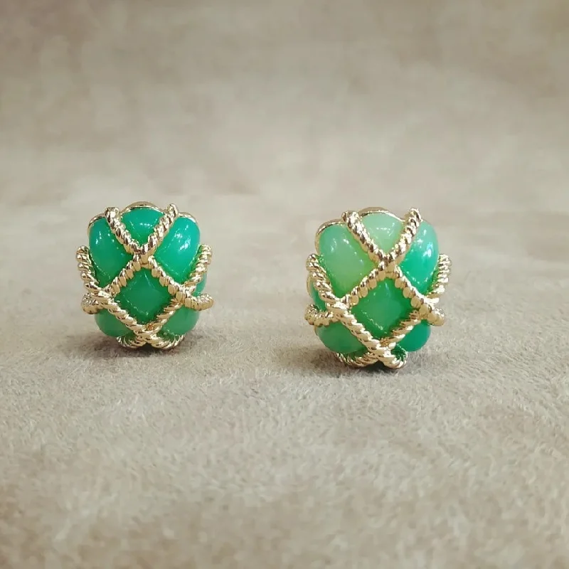 Hoop earrings with stacked layers for a bold and textured design-Kenneth Jay Lane Green Wired Earrings