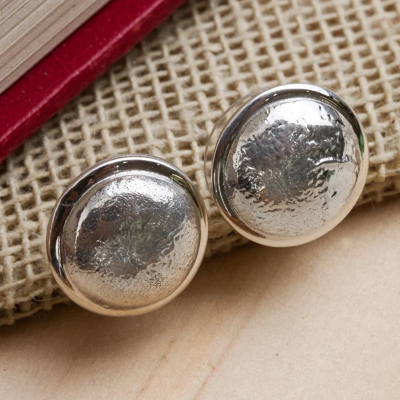 Best hoop earrings with vintage rhinestone embellishments for a retro-glam effect-Crumpled Spheres Taxco Jewelry Artisan Crafted Sterling Silver Earrings