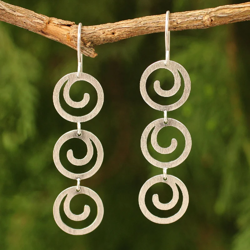 Best hoop earrings with vintage-style detailing for a nostalgic and timeless look-Endless Energy Handcrafted Modern Sterling Silver Dangle Earrings