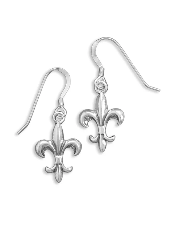 Best hoop earrings with marbled designs for a trendy and artistic effect-Fleur-de-lis Sterling Silver Versant Earrings on French Wire