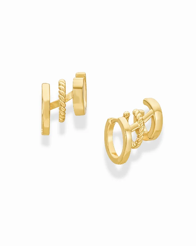 Best hoop earrings with snake chain details for a sleek and modern touch-Gabby Trio Huggies