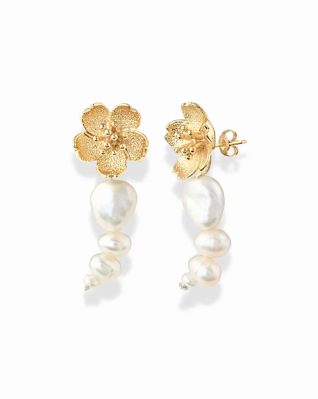 Hoop earrings with tortoiseshell designs for a chic and classic style-Giorgia Pearl Floral Earrings