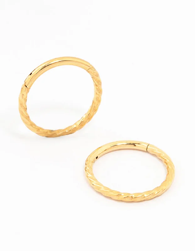 Hoop earrings with floral motifs for a feminine and nature-inspired look-Gold Plated Titanium Sleeper Earrings 10 MM