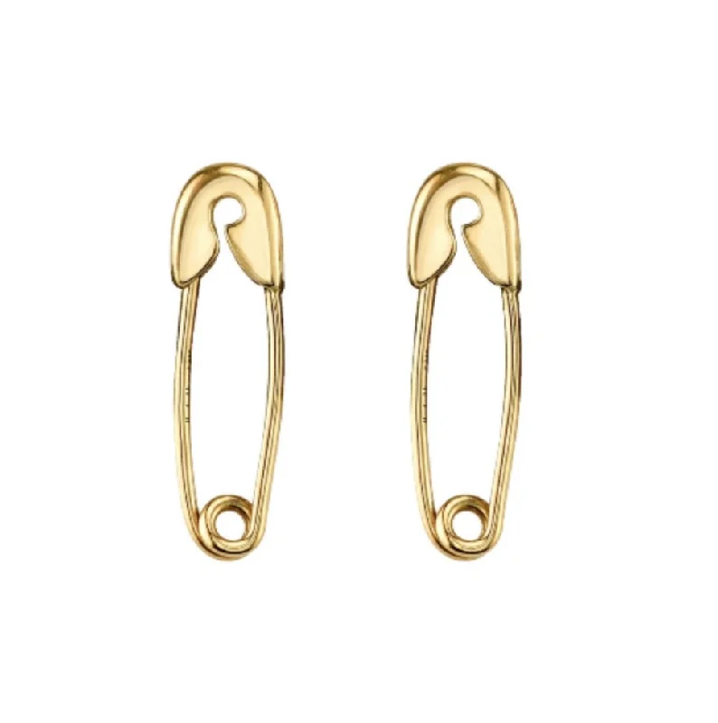 Best hoop earrings with matching bracelets for a coordinated jewelry set-Gold Safety Pin Earring