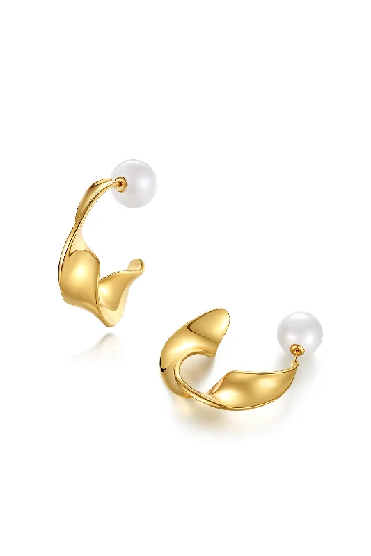 Best hoop earrings with crescent-shaped designs for a bold, moon-inspired style-Golden Chunky Wave Hoop Earrings