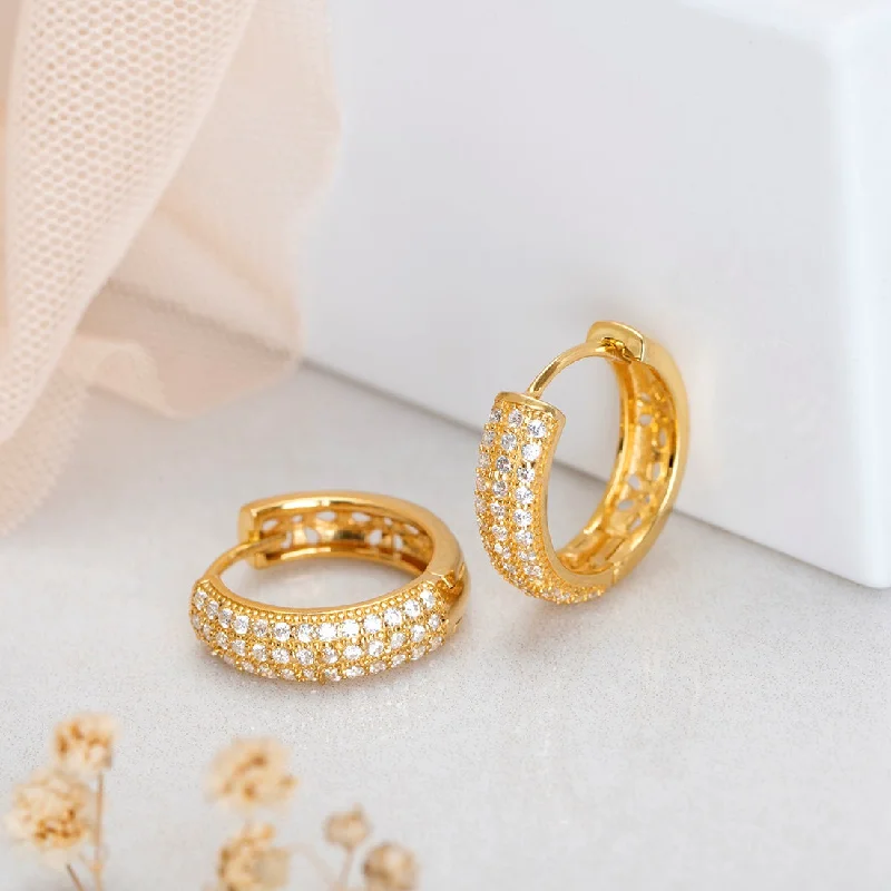 Best hoop earrings with butterfly motifs for a playful and whimsical appearance-Golden Radiance Gold-Plated 925 Sterling Silver Hoop Earrings