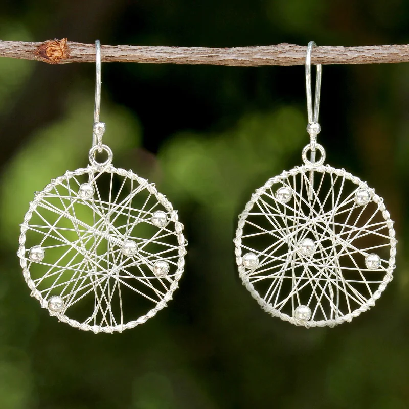 Best hoop earrings with vintage coins for a retro, antique-inspired style-Good Dream Sterling Silver Round Dangle Earrings from Thailand