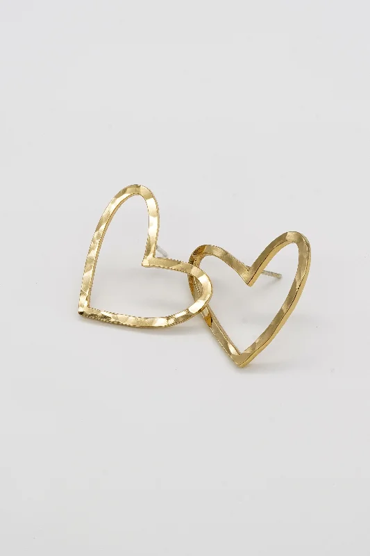 Hoop earrings with removable pendants for a versatile and customizable accessory-Hammered Hearts Studs