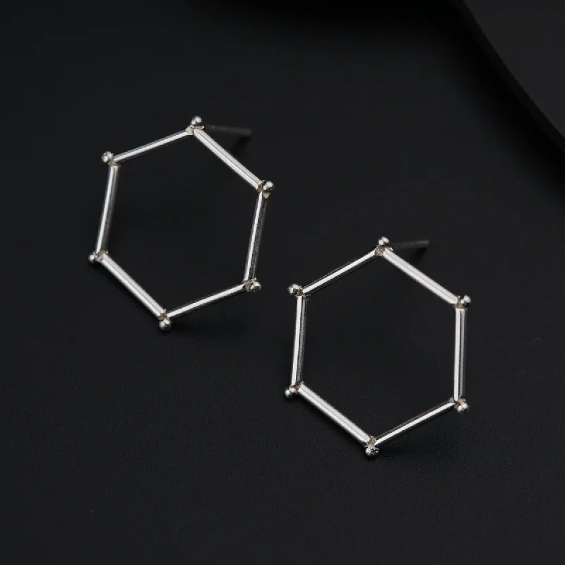 Classic hoop earrings with a thin profile for a sleek and subtle style-Handmade Hexagonal Earring (Plain)