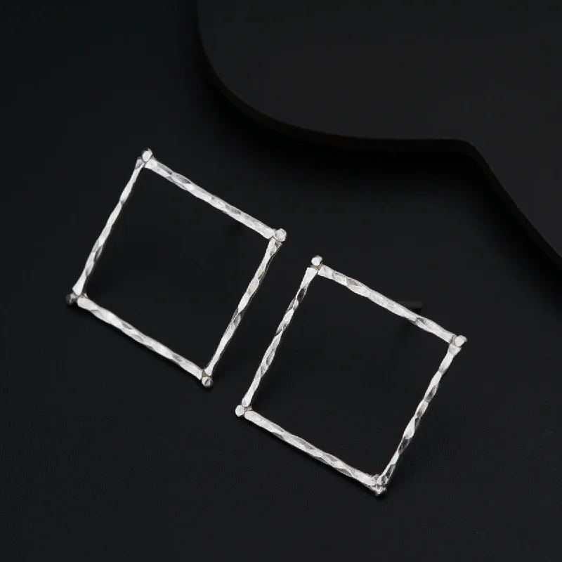 Hoop earrings with a chunky design for a bold and trendy statement-Handmade Square Earring (Hammered)