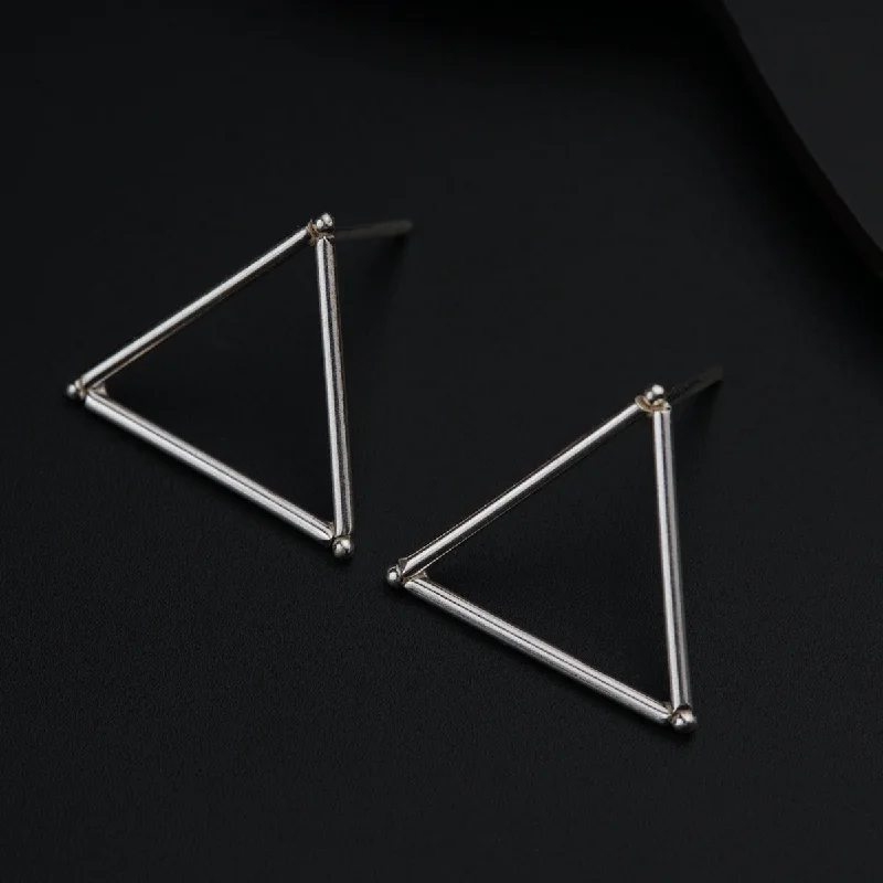 Hoop earrings with stacked layers for a bold and textured design-Handmade Triangle Earring (Plain)