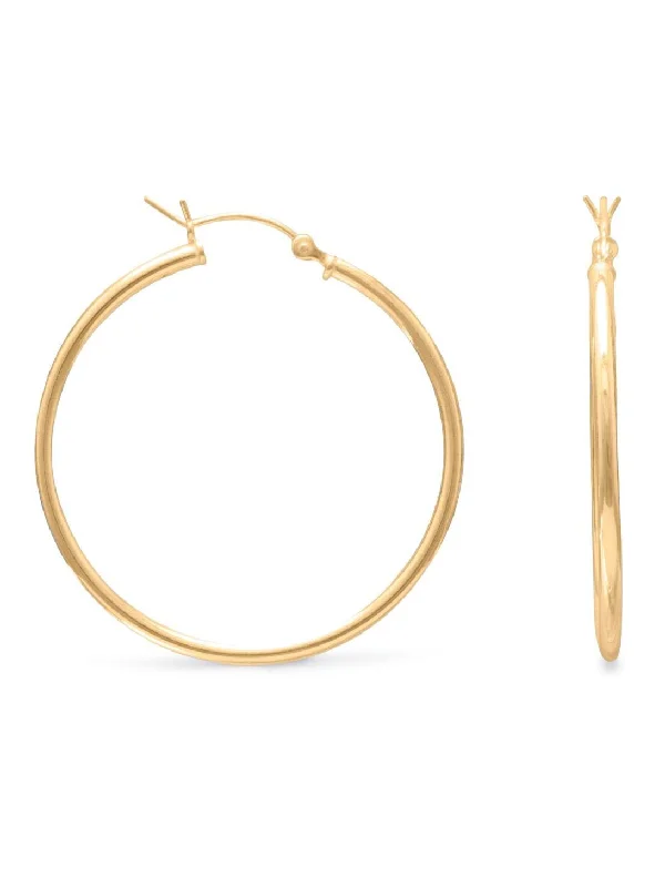 Best hoop earrings with custom designs for a personalized, unique accessory-Hoop Earrings 2mm x 35mm 14k Yellow Gold-plated Sterling Silver