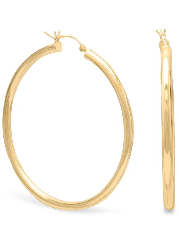 Best hoop earrings with twisted rope designs for a nautical-inspired style-Hoop Earrings 3mm x 50mm 14k Yellow Gold-plated Sterling Silver