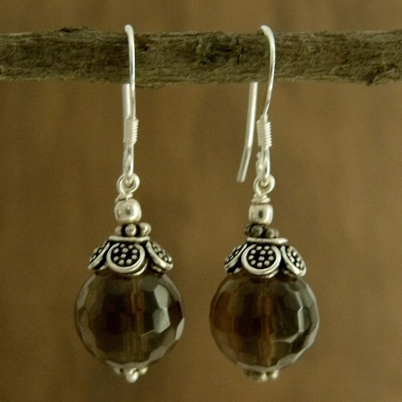 Best hoop earrings with stacked layers for a dimensional and bold look-Jaipur Sonnet Smoky quartz dangle earrings