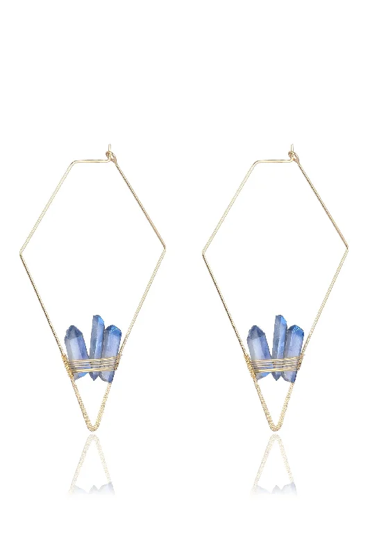 Best hoop earrings with gold-plated finishes for an affordable luxury vibe-Kite Quartz Earrings - Blue