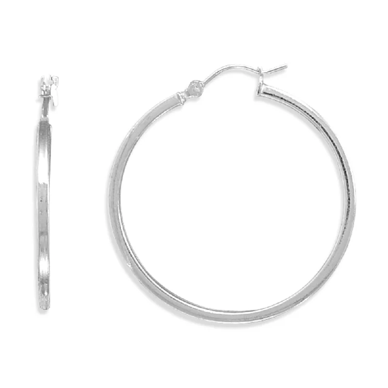 Best hoop earrings with detachable studs for a versatile and adjustable accessory-Large Square Tube Sterling Silver Hoop Earrings 2mm x 35mm