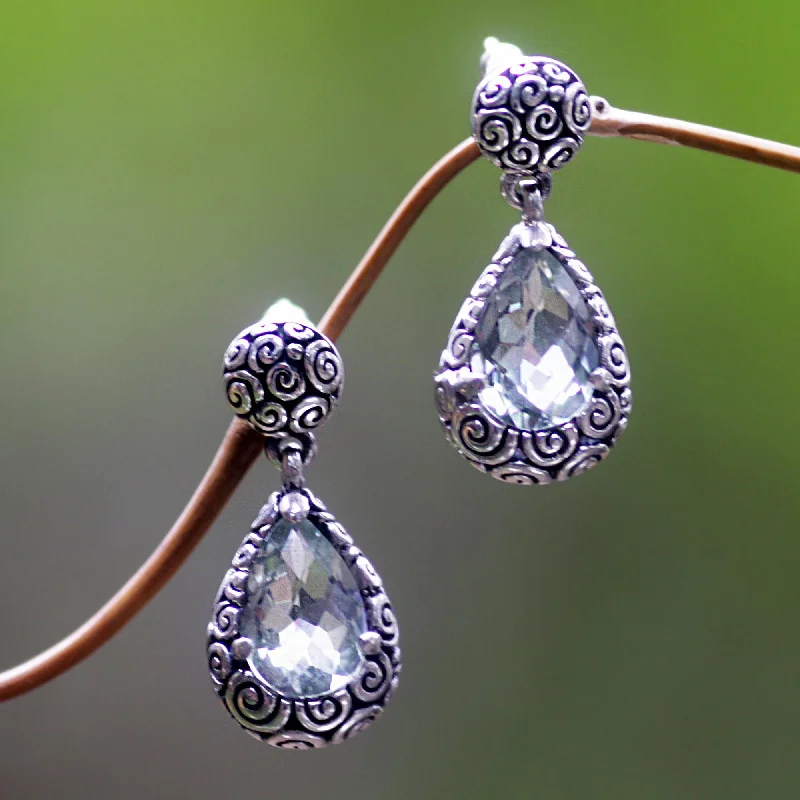 Best hoop earrings with lever-back closures for secure and easy wear-Lime Teardrops Prasiolite Sterling Silver Dangle Earrings from Bali