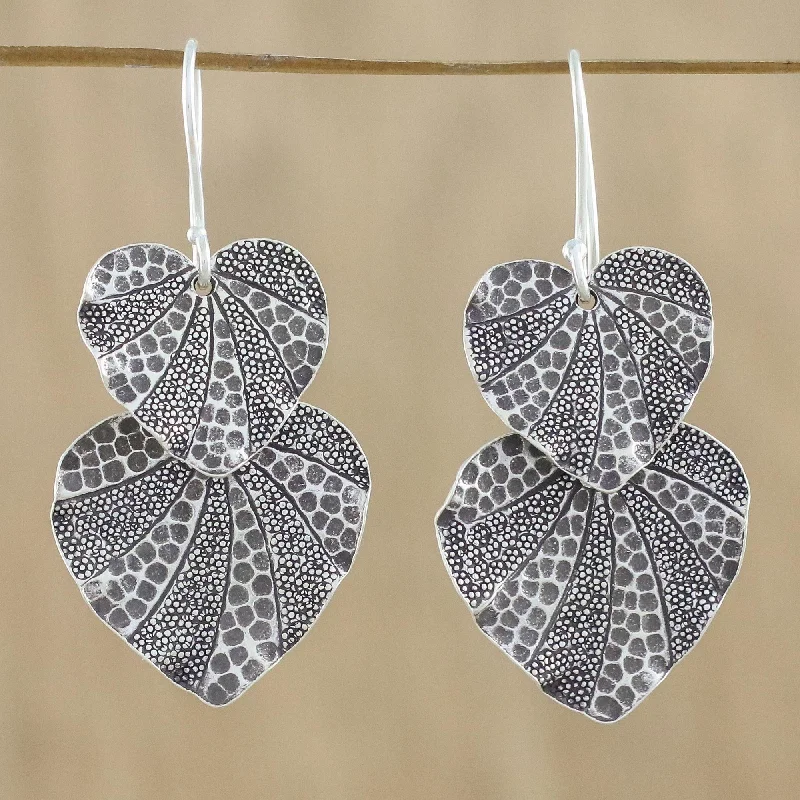 Best hoop earrings with geometric hexagon shapes for a modern, angular look-Lotus Garden Lotus Leaf Karen Hill Tribe Silver 950 Dangle Earrings