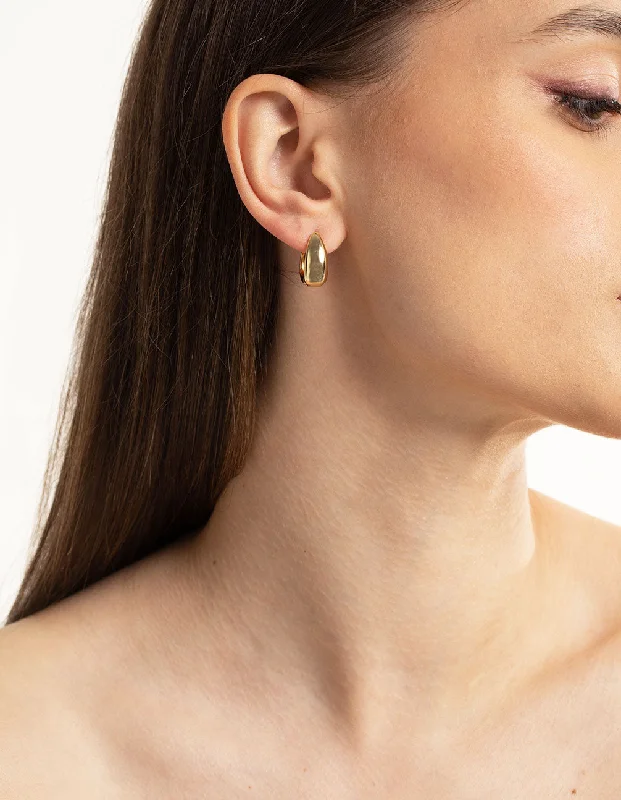 Hoop earrings with oversized pearl accents for a statement-making look-Gold Plated Bold Tapered Hoop Earrings