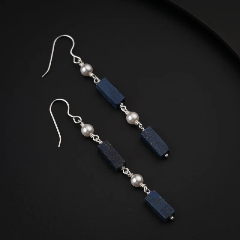 Small hoop earrings for a delicate and understated everyday wear-Lapis Lazuli Silver Earring