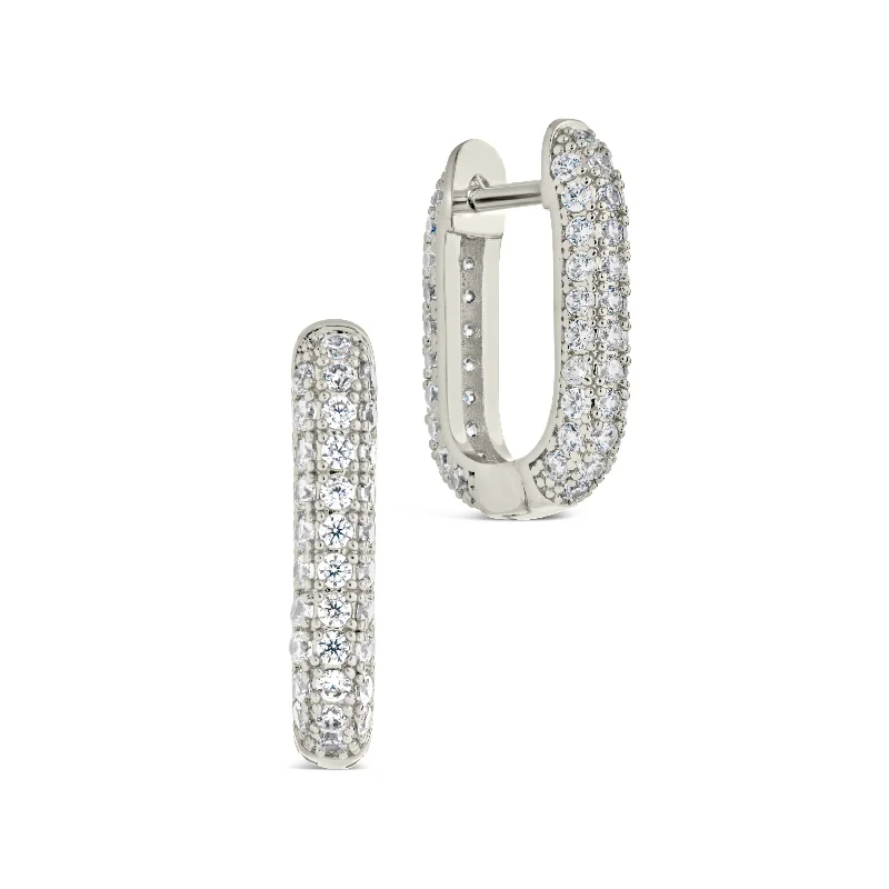 Hoop earrings with braided patterns for a detailed and textured finish-Mara CZ Rectangle Hoop Earrings