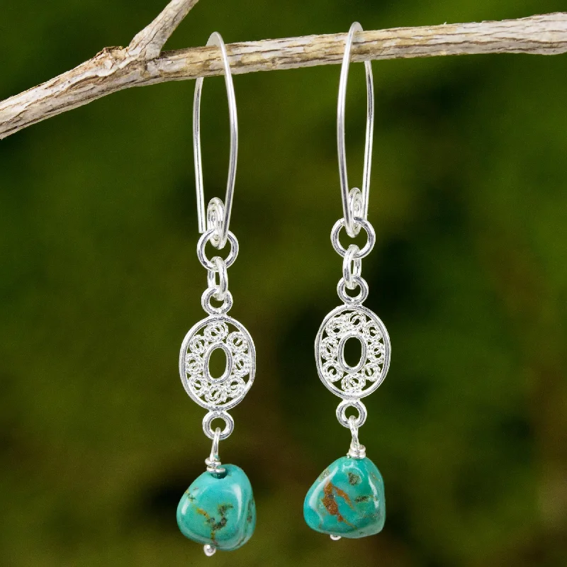 Hoop earrings with abstract shapes for an artistic and creative touch-Mesmerize in Turquoise Hand Crafted Reconstituted Turquoise Dangle Earrings