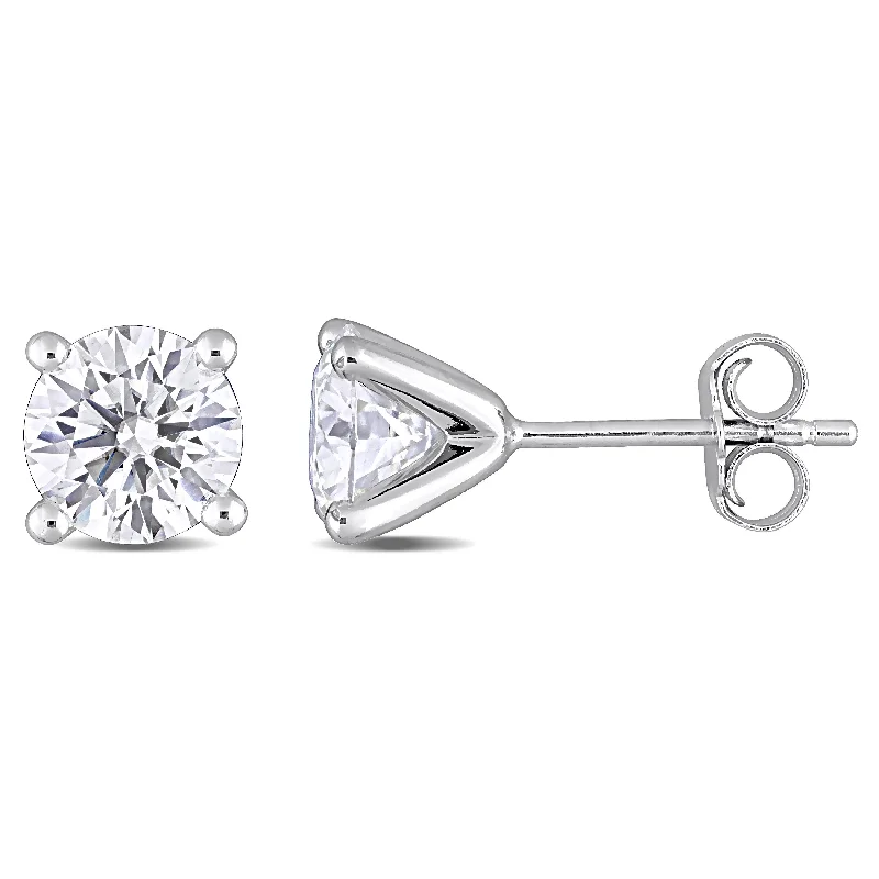 Best hoop earrings with geometric triangle shapes for a modern, chic design-Mimi & Max 2ct DEW Created Moissanite Solitaire Earrings in Sterling Silver