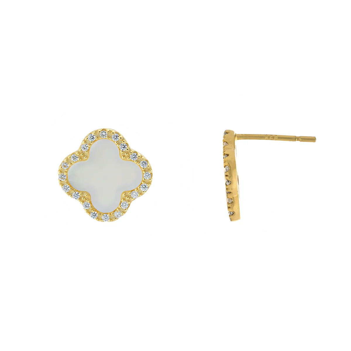 Best hoop earrings with minimal embellishments for a sleek and modern look-Mother of Pearl Pavé Clover Stud Earring