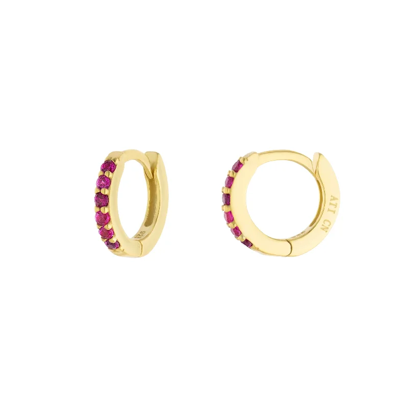 Hoop earrings with twisted leather for a chic and modern boho look-Multi Color Huggies