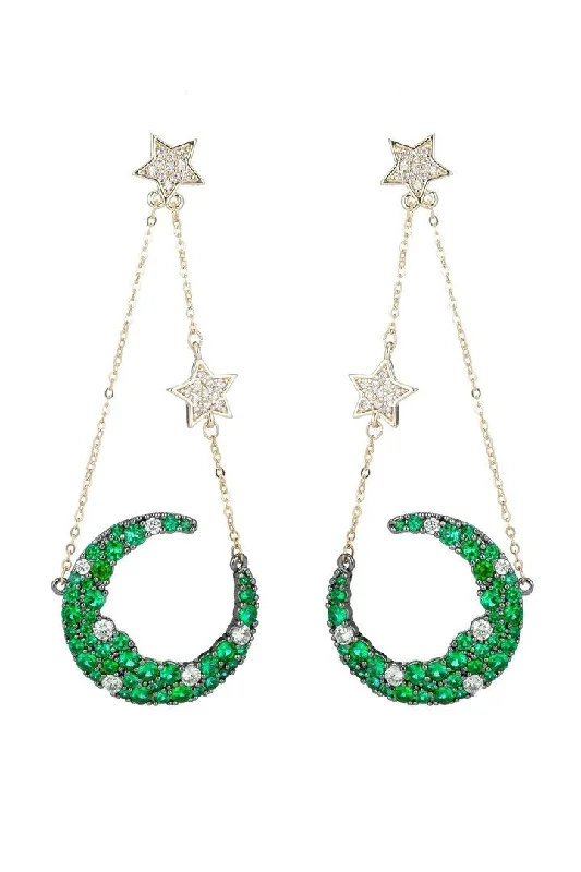 Hoop earrings with rhinestone-studded rims for a glamorous touch-Nevaeh Earrings - Green