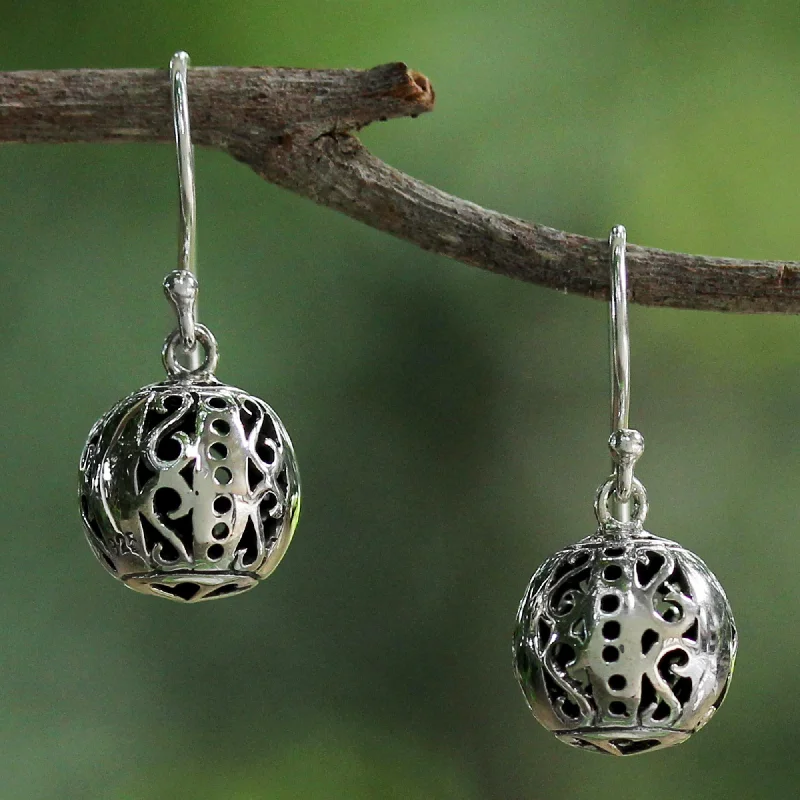 Best hoop earrings with sterling silver for an affordable and chic design-Palace Lanterns Petite Sterling Silver Bauble Earrings from Thailand