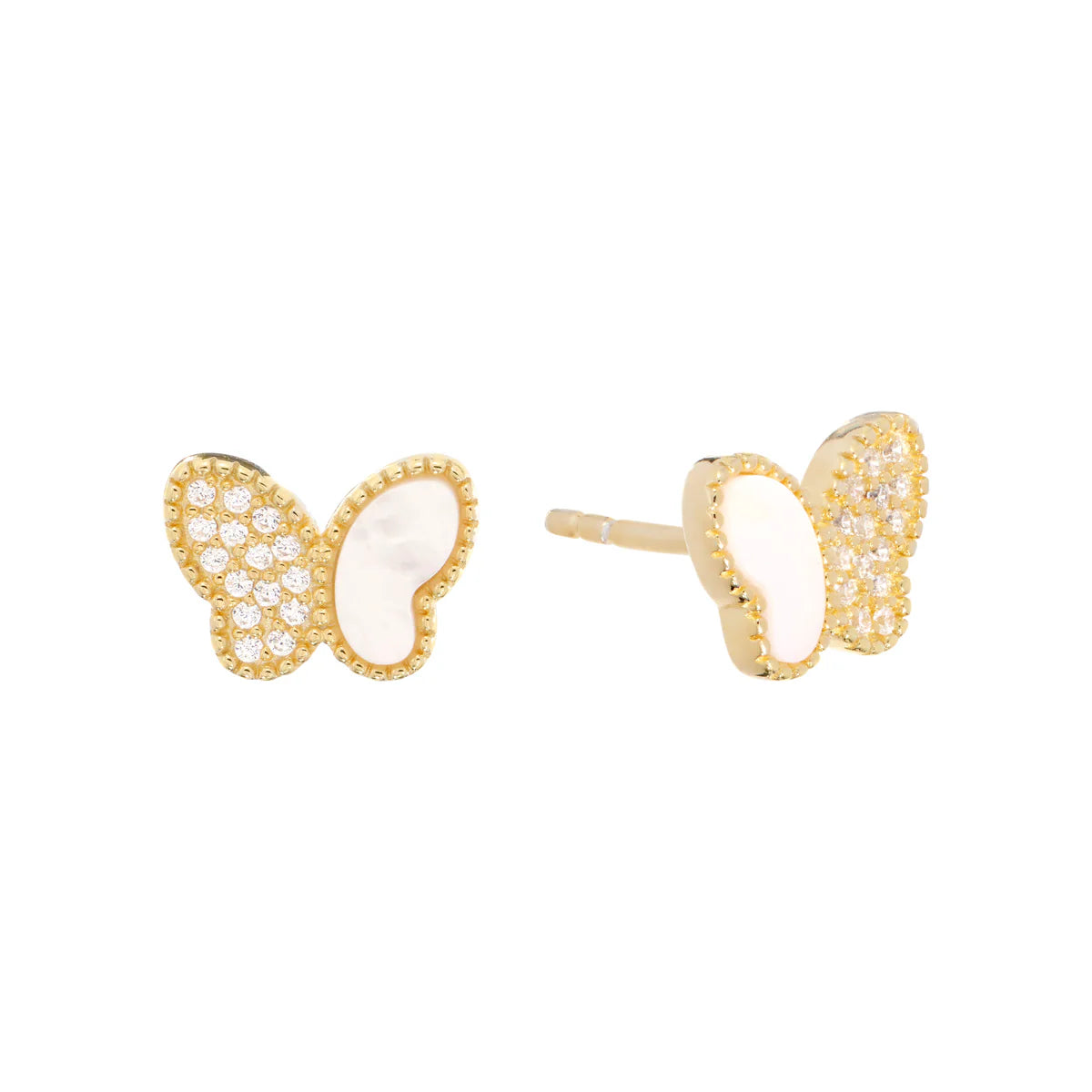 Large hoop earrings for a bold and statement-making fashion accessory-Pavé Pearl Butterfly Stud Earring