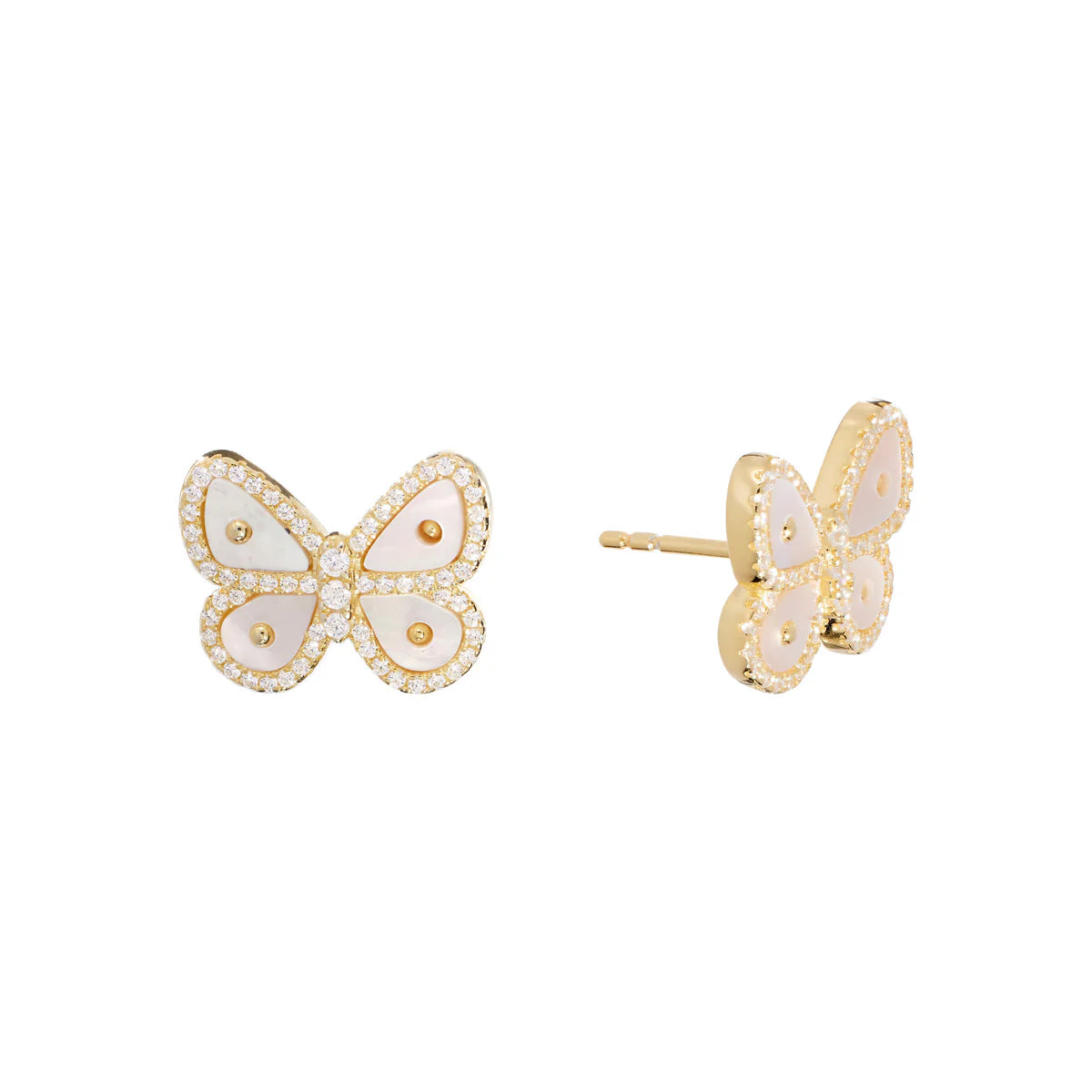 Best hoop earrings with intricate beaded details for a textured, stylish appearance-Pavé Pearl Butterfly Stud Earring