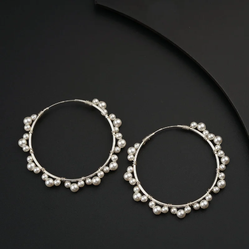 Best hoop earrings with delicate chain details for a trendy and stylish design-Pearl Essence Hoops Earrings