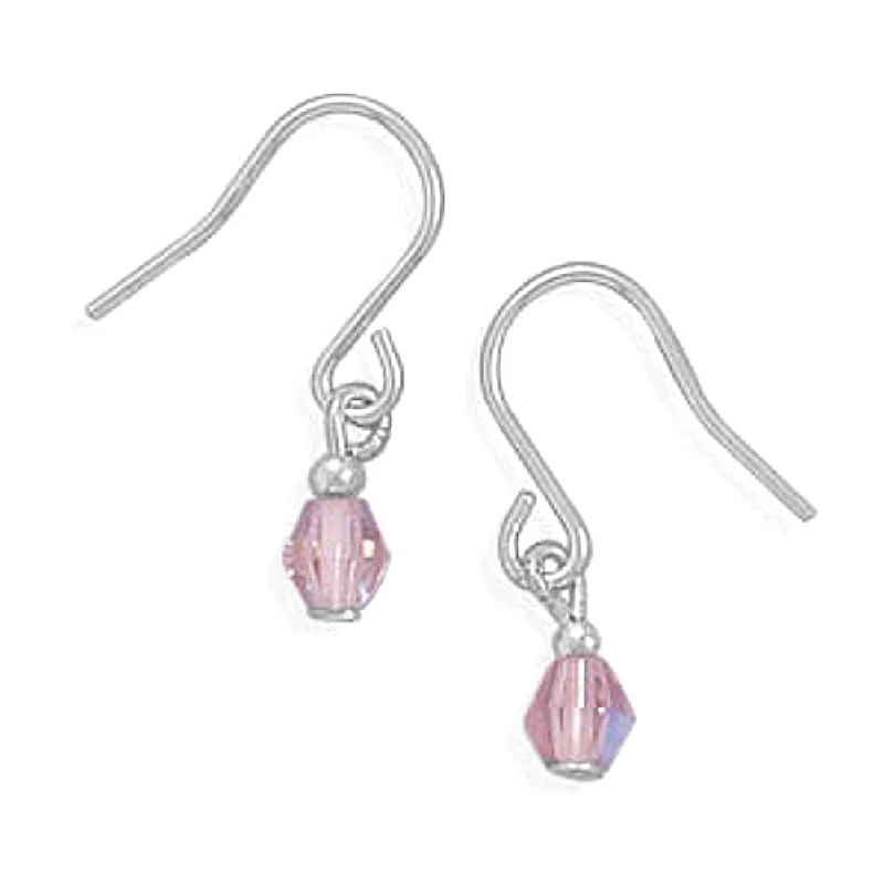 Best hoop earrings with intricate beaded details for a textured, stylish appearance-Pink Czech Glass Sterling Silver Dangle Earrings